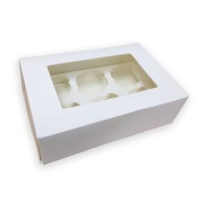Pack Hub 6-Insert White Cup Cake Box Empty