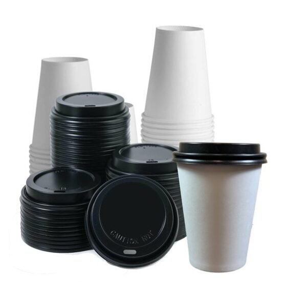 Pack Hub White Paper Cup with Black Lids