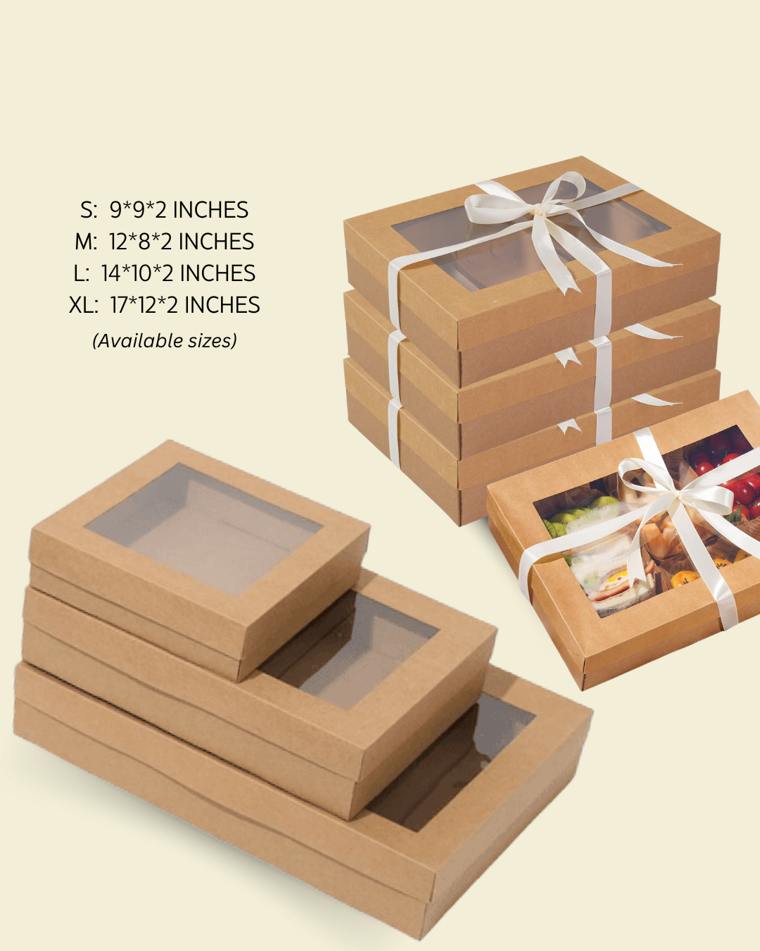 Small Kraft Glazing & Platter Box (9" x 9" with Window) - Image 2