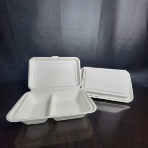Two-Compartment Bagasse Food Plate